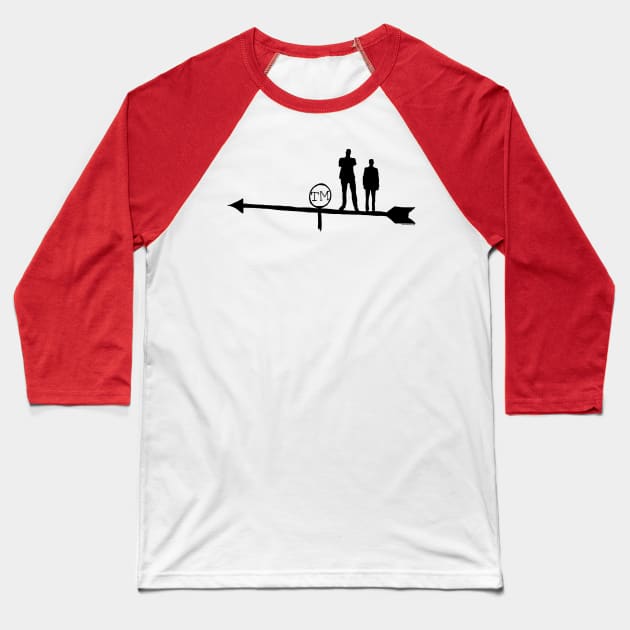 Taskmaster - Hand Drawn Weather Vane with Alex Horne & Greg Davies Silhouettes Baseball T-Shirt by UselessRob